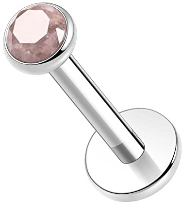 Titan-Labret-Ohrstecker Labret-Schmuck mit Innengewinde Flatback-Ohrringe mit Rhodochrosit 16G Lippenstecker Tragus-Schmuck 8 mm Monroe-Medusa-Helix-Ohrstecker Silberlappen-Knorpel-Muschel-Ohrringe