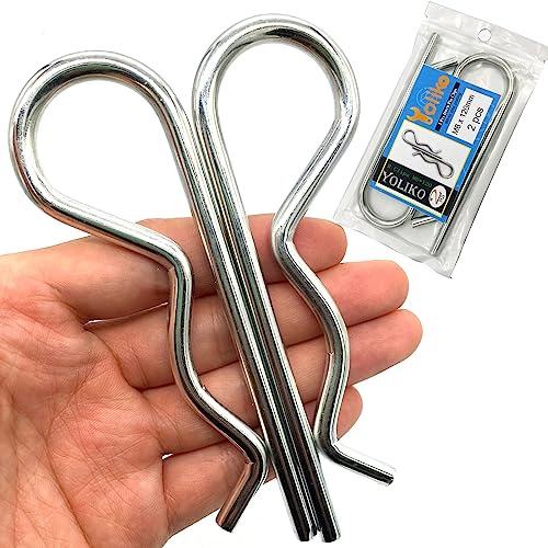 Yoliko 2 Pcs Heavy Duty Hitch Pins Clip R Clips Spring Retaining Wire Hair Pins Cotter Pin Strong Spring Tension Large Carter Pin R Clip Large for Trailer Tractors Mower Carts Truck Pin Clip M6x120mm