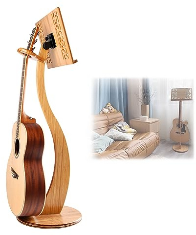 WORDFUN Soporte para Partituras, Atril Musica Estable, Atril para Partituras, Atril De Madera, Estante De Música, Ángulo Ajustable, Desmontable, Diseño Abatible 340, Soporte para Guitarra Violín