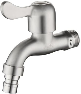 Wasserhahn Außen Wasserhahn Aus Edelstahl 304 Vollautomatischer Wasserhahn Für Waschmaschine Verlängerter Mopp-Pool Einzelne Kalte Schnelle Öffnung Gebürsteter 1/2-Zoll-Wasserhahn Waschmaschine