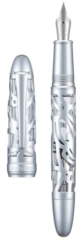 Asvine P80 Kolbenfüllfederhalter, extra feine Feder, Spinnen-Skelett, transparent, Acryl, Stifteetui und Schraubenschlüssel-Set, AP80CEF01