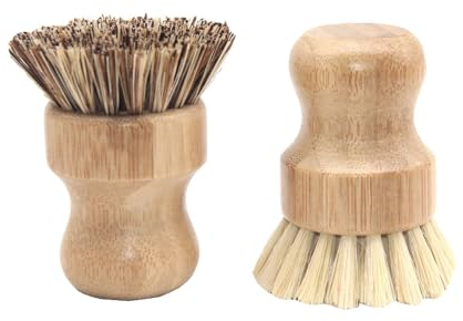 2 spazzole a fungo per verdure, spazzola per palmi in bambù per la pulizia di pentole, padelle e verdure