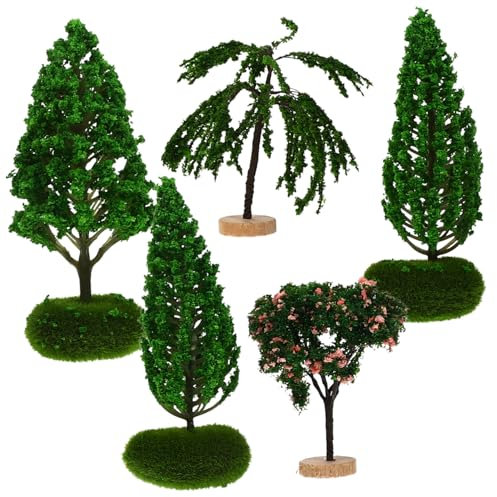 Operitacx Figurines D'arbres Miniatures Miniature Réaliste 5 Pièces en Plastique Compact et Délicat pour Décor de Jardin Modèle de Paysage