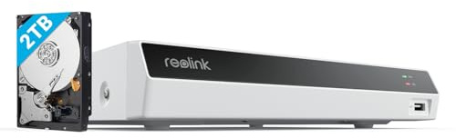 Reolink Grabadora de Video en Red 4K de 8 Canales para Cámaras de Seguridad 16MP/12MP/4K/5MP, Grabación 24/7 en Disco Duro de 2TB, RLN8-410-Blanco