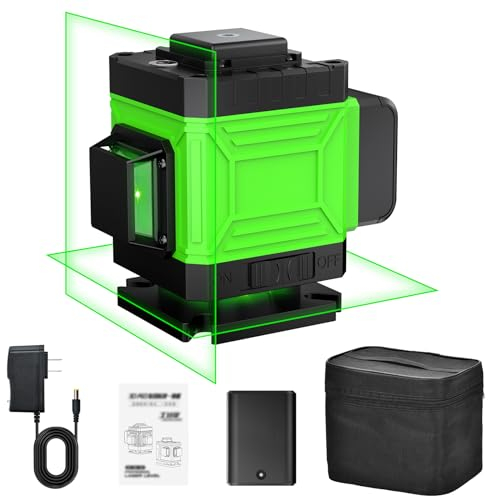 Onherm Laser Wasserwaage Selbstnivellierend, 8 Linienlaser Grün, 360°x2, 50 Meter, USB-Aufladbar Kreuzlinienlaser, Staub & Wasserschutz Drehbar Nivelliergerät für Räume Bildaufhängen Baustellen