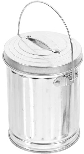 Mini Desktop Trash can with Lid, Metal Rubbish Bin for Office, Bedroom, Kitchen, Small Waste Bin for Countertop, Tabletop Cigarette Ash Garbage can, Silver