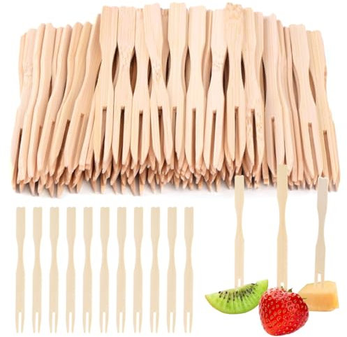 AYVRUOP pommesgabel holzgabeln gabeln holzgabel,160 Stück, geeignet für Kartoffelchips, Snacks, Snacks, Obst, Gemüse，Geeignet für Familien, Partys, Versammlungen