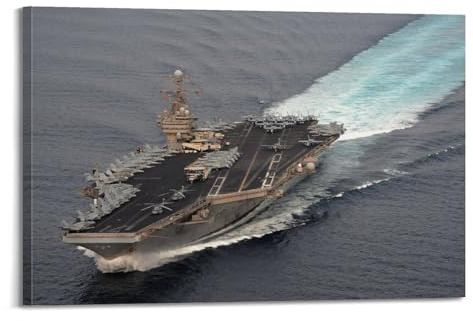 Kriegsschiff-Poster USS Theodore Roosevelt (CVN-71), Flugzeugträger, Segeln mit hoher Geschwindigkeit, dekorative Leinwand, Familienschlafzimmer, Kunstwerk, Bild, Gemälde, 60 x 90 cm