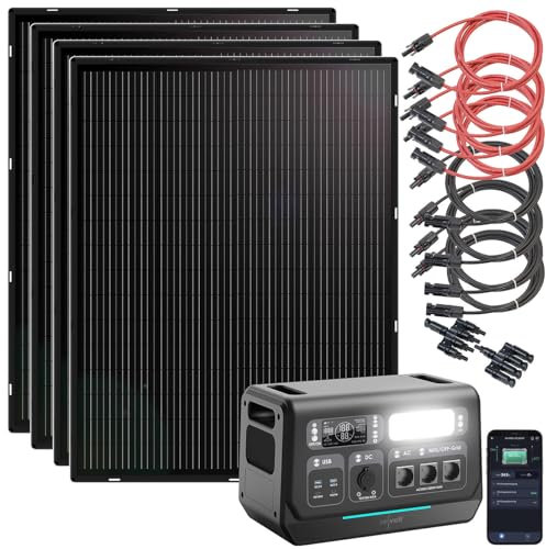 revolt PV Anlage mit Speicher: On-Grid-Powerstation & Solar-Konverter 2.048Wh mit 4X 215-W-Solarmodul (Wechselrichter Balkonkraftwerk, Solar-Balkonkraftwerk mit Speicher, Spannungswandler)