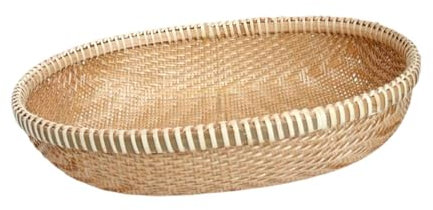 Cestino per pane, snack, vassoio per alimenti in tessuto fatto a mano, vassoio in bambù, cestino da portata per verdure per sala da pranzo in fattoria (M)