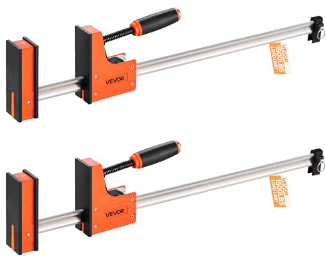 VEVOR Bar Clamps for Woodworking, 2-Pack 30 inch Parallel Clamp Set, F-Clamp with 1500 lbs Load Limit, Even Pressure, High-strength Plastic and Carbon Steel, for Woodworking Metal Working, Orange