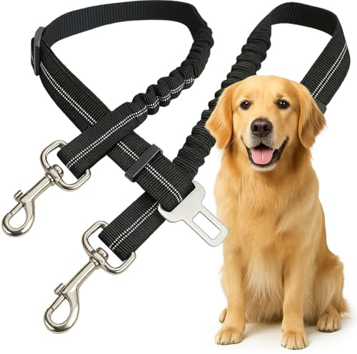 2 Pièces Ceintures De Sécurité pour Chien en Voiture, Harnais Réglable avec Absorption des Chocs & Mousqueton Renforcé pour Chiens Et Chats (Sécurité Auto)