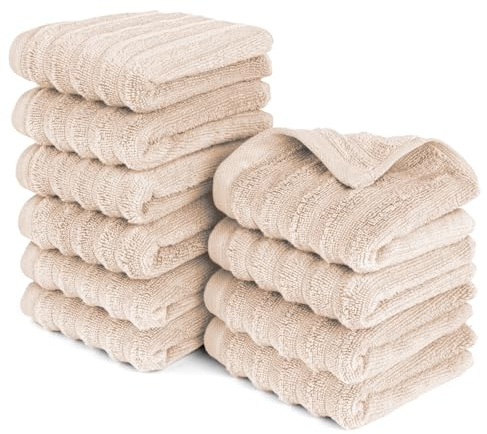 Pure Label Gästehandtuch 10-TLG. 10x30x50cm 100% Baumwolle & weich, Beige | Spürbar weich, saugstark und ideal für Bad, Gäste und täglichen Komfort