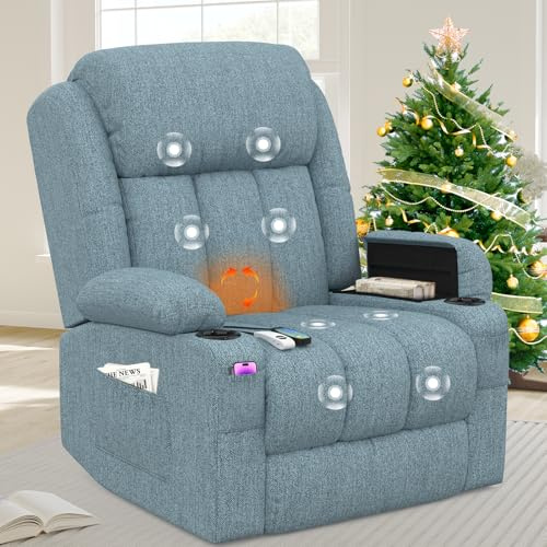 BareTay Lift Chairs Recliner Chairs For the Elderly with Massage & Heat, Extended Footrest Padded Backrest & Seat, USB+Type C Ports, 2 Cup Holders 2 Side Pockets