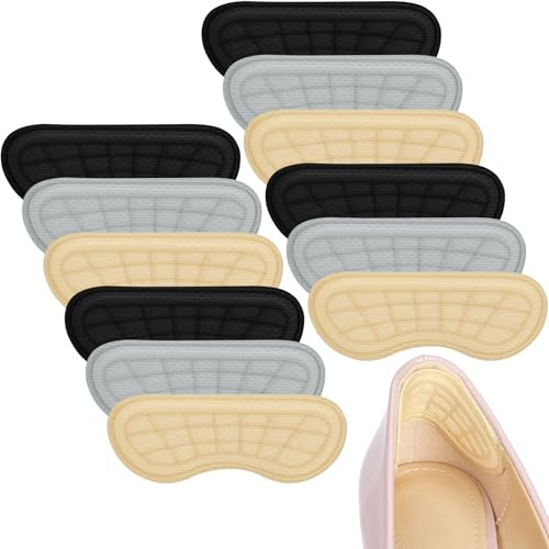 Euqvunn Lot de 6 Paires de Coussinets Talon Chaussure, Protection Talon Respirante pour Escarpins et Baskets, Protège Talon Autocollant Antidérapant, Coussinets Talon pour Chaussures Trop Grandes