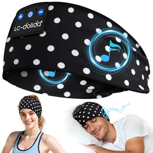 LC-dolida Schlafkopfhörer Bluetooth Sport Stirnband, 15h Akku & HiFi-Stereo | Weiches 4D-Gewebe,Beeindruckendem Klang,Komfort,tragbar für Reisen/Meditation/Yoga, tolles Unisex-Geschenk