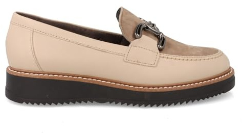PITILLOS - Zapato mocasín de Piel,Adornado con eslabón,sin Cordones,Suela de Goma,cuña,Ante,Nobuk para: Mujer Color: Piedra Talla:38