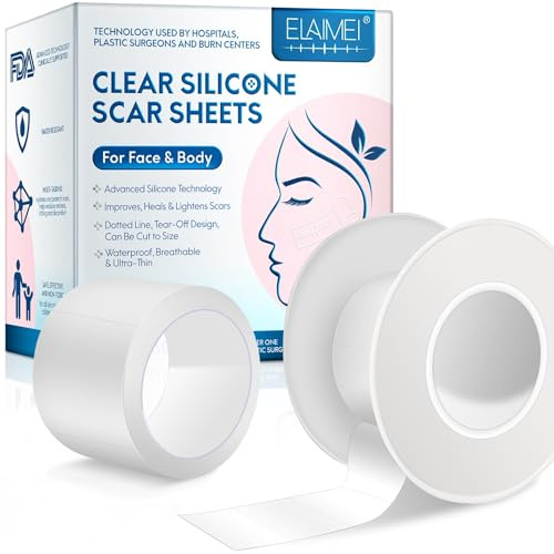P-Beauty - Cerotto per cicatrici in silicone trasparente (1 rotolo), cerotto in silicone per ridurre le cicatrici, autoadesivo, ritagliabile e impermeabile, adatto per viso e corpo (2,5 cm x 1,5 m)