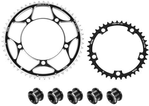 QUARKZMAN 2 Stück 130BCD Fahrrad Kettenblatt Set 39T/53T Aluminium | Kettenblatt Kettenrad, Rund Schmal Breit, Mit Doppel Rund 5 Bolzen, Für Rennrad Fahrrad 9/10/11 Gang Ketten