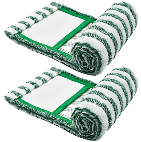 ibasenice Lot de 2 Lingettes en Microfibre Lavables Réutilisables pour Balai à Franges, Recharges Absorbantes pour Nettoyage Humide et Sec, Compatibles avec Balai Plat, Coussinets