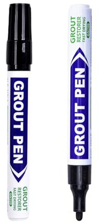 Grout Pen, Patio Grout, Filler Pen, Surface Lines, Repair Marker Pen | Suitable for Bathrooms Kitchen Tiles Repair, Line Reviver Pens for Restoring Discoloured & Faded Joints(2 Black)