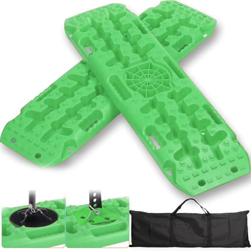 2 Stück sandbleche Offroad，anfahrhilfe wohnmobil，Reifenleiter für Sand/Schlamm/Schnee, 10T， Traktionsmatte für Geländewagen PKW LKW (Schwarz, 107 x 31 x 7 cm)
