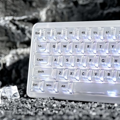 dagaladoo Juego de teclas White Jelly, juego transparente de tapas de teclado brillantes, teclas translúcidas de cristal para teclado mecánico, se adapta al 60%, 65%, 75%, 80%, 100%, compatible con