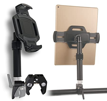 Photecs Tablet-Halterung Pro V5, höhenverstellbar, für iPad Pro und andere Tablet-PC´s (von 6 bis 14 Zoll) an Rudergerät, Heimtrainer, Ergometer, Rollstuhl etc.