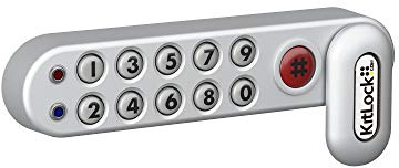 KitLock Elektronikschloss KL1000 | für Spinde Schließfächer und Möbel | schlüssellos mit Zahlenschloss | horizontal Linkshänder | silber