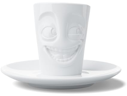 FIFTYEIGHT PRODUCTS / Espresso-Mug mit Henkel „Witzig“ (Porzellan, 80 ml, Weiß, Made in Germany)