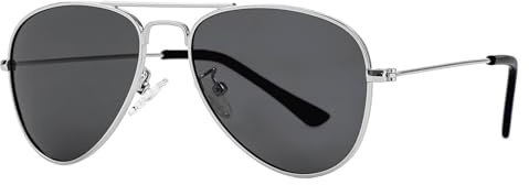 Gleyemor Kids Polarized Aviator Sunglasses for Little Girls Boys Age 3-8 (Silver/Grey)