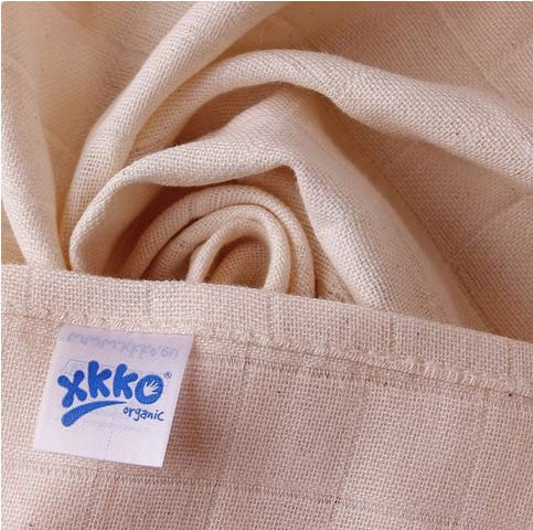 xkko Mullwindeln Muslin 80x80 cm Bio-Baumwolle 5er-Set natur