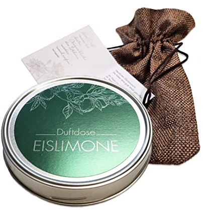 KK Raumduft aus der Dose | Duftgel - Made in Germany | 1 x Duftdose Eislimone 70 g | Attraktives Geschenkset | Im Jutesäckchen verpackt |