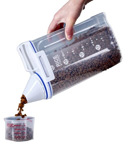 Katzenfutter-Behälter, luftdichter Hund Treat Container Hundefutter-Behälter Haustierfutter-Lagerung mit Messbecher Katzenfutter-Behälter für reguläres Futter Trockenfutter