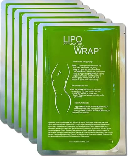 Lipo Applicator Kroppsinpackning Ultimate Uppstramande - Grönt Te, Guarana & Seaweed Wraps | Anticellulitlindningar För Att Dra Åt Och Konturera Mage, Midja, Ben, Armar Och Mage (6 WRAPS)
