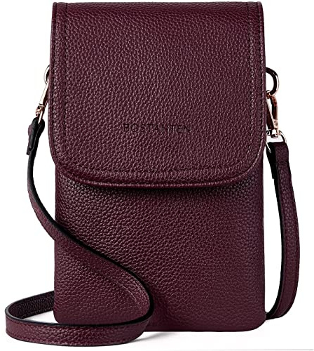 BOSTANTEN Klein Handytasche zum Umhängen Damen PU Leder Handy Umhängetasche | mit Geldbörse und Kartenfächern, Verstellbarer Schultergurt, Mehrere Fächern, für Alltag, Pendeln und Freizeit Rot