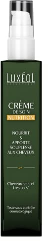 LUXÉOL - Crème De Soin Nutrition - Apporte Souplesse - Formule Onctueuse & Légère - Soin Cheveux Secs & Très Secs - Sans Rinçage - Fabriqué En France - 100ml