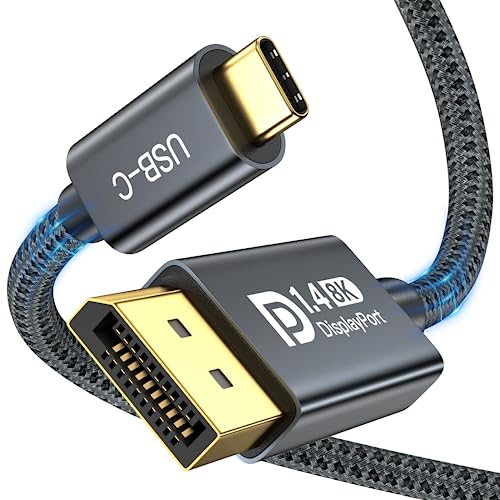 USB C DisplayPort 1.4 Kabel, 8K/5K60Hz 4K144Hz 2K240Hz, 32.4Gbps, G-SYNC VRR HDR DLSS, Thunderbolt 4/3 auf DP 1.4 Kabel für iPhone 15 Serie, MacBook M3 M2 M1 iPad, Samsung S23 S22 Surface, Dell HP 1M