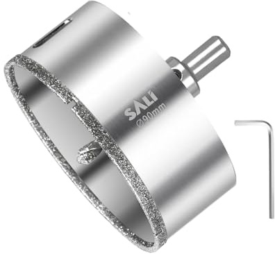 SALI 90 mm Diamantbohrer Lochsäge Mit Zentrierbohrer - Glasbohrer Mit Diamant-Beschichtung 45# Stahl Hohl-Bohrkrone Fliesenbohrer Zum Bohren in Keramik, Porzellan, Glas, Marmor, Schiefer
