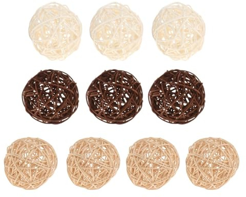 Gralara 10 Palline Decorative in Rattan Da 7 Cm per Riempire Vasi, Decorazioni per La Casa, Feste di Natale