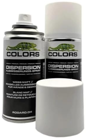 COLORS Dispersion Ausbesserungsspray weiss - 150ml Spraydose - Ausbesserungsfarbe für Wände und Decken, Wandfarbe für Innen und Aussen, überstreichbar und schnelltrocknend