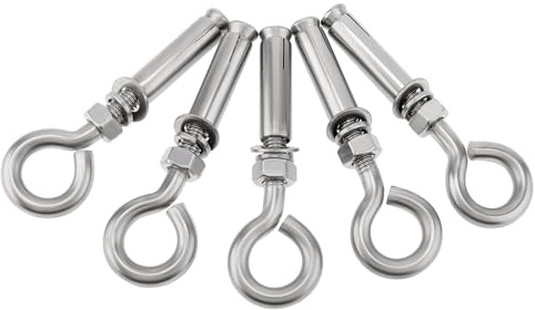 PNXKTXO - Paquete de 5 pernos de ojo de hormigón M10 x 117 mm, ganchos de tornillo de acero inoxidable para pared de hormigón, anclaje de ladrillo de hormigón, pernos de anillo de elevación de