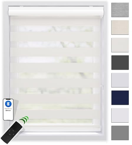 EFIXS Doppelrollo mit Kassette 140 x 175 cm (BxH) in schneeweiss/Duo Rollo mit Premium-Unterschiene/Doppelrollo zum Bohren in den Breiten 40-220 cm