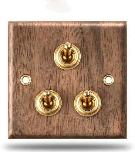 interruptor de pared retro, Interruptor Nogal Negro Sólido Hogar 86 Tipo Retro Pared Palanca Madera Latón Personalidad antigua Creativo1-4 Gang Interruptor de 2 vías Interruptor de control doble ( Col