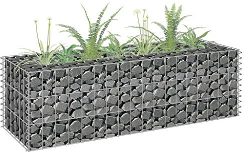 IKAYAA Gabionen-Pflanzkübel Gabionenkörbe 90 x 30 x 30 cm Gabionen-Hochbeet Befüllbare Steinkörbe Gabionenkörbe Pflanzgefäß Gabionen Hochbeet Steinkorb Verzinkter Draht