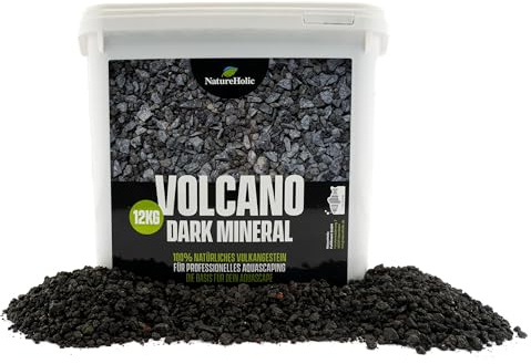 NatureHolic Volcano Dark Mineral | Aquarien Bodengrund | Natürliches Vulkangestein | Untergrund für Fisch & Garnelen Aquarium | 10 L