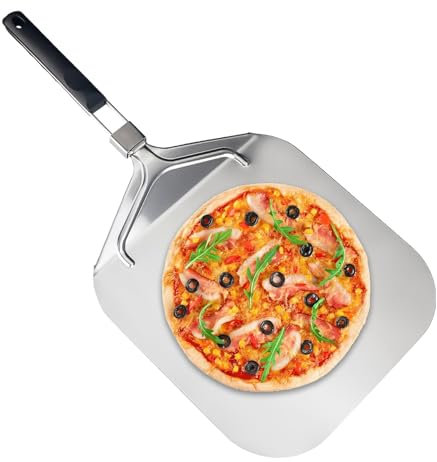 Generico Paletta per pizza in metallo, pala per pizza in alluminio,Pala per pizza leggera con manico lungo - Pala efficiente per girare pasta e pasticceria per dolci fatti in casa