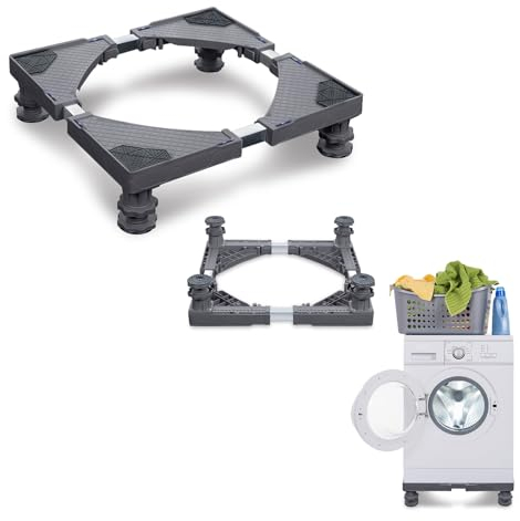 TANYEAR Verstellbare Waschmaschinen Untergestell Sockel mit 4 Räder für Waschmaschine Kühlschrank und Trockner Waschmaschinensockel, Grau(4 Basen)