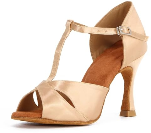 Syrads Dance Shoes Women Latin Salsa Performance Dance Shoes Women Latin Dance Shoes Professional Dancing Shoes,Brown 9cm Heel,7 UK