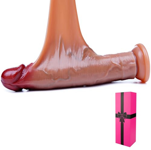 Gode ​​géant réaliste de 26 cm avec cuir glissant et gode en silicone double densité épaissi godemichets anus gros point G avec ventouse forte pour hommes et femmes ceinture pour le sexe vaginal anal